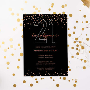 Invitation Rose or et parties scintillant noire scintillent 2