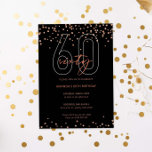 Invitation Rose or et parties scintillant noire scintillent 6<br><div class="desc">Cette magnifique 60ème invitation présente des disques brillants or rose sur arrière - plan noir. Pour une personnalisation plus avancée de cette conception, par exemple la modification de la disposition, de la police ou de la taille du texte, cliquez sur le bouton "PERSONNALISER" ci-dessus. Veuillez me contacter pour toute question...</div>
