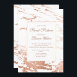 Invitation rose or faux feuille de marbre Sweet sixteen Invit<br><div class="desc">arrière - plan en or rose et marbre marine apparié comme un accent couplé avec un script élégant pour votre invitation parfaite anniversaire. Vous pouvez choisir parmi l'option photo ou non photo.</div>