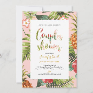 Invitation Rose & Or   Fête de mariage tropicale pour couples