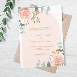 Invitation Rose or fleurie arche luxueux mariage