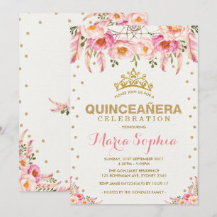 Invitation Rose or Floral Quinceañera Feminine Dreamcater