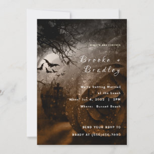 Invitation Rose Or foncé et Mariage gothique Ciel Gris