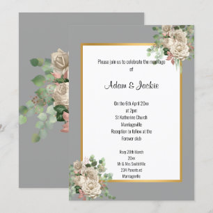 INVITATION ROSE OR GRIS EUCALYPTUS MARIAGE BLANC 2