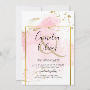 Invitation ROSE OR MARIAGE Encre d'alcool Abstraite