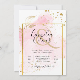 Invitation ROSE OR MARIAGE Encre d'alcool Abstraite