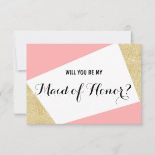 Invitation Rose or moderne Serez-vous ma servante d'honneur