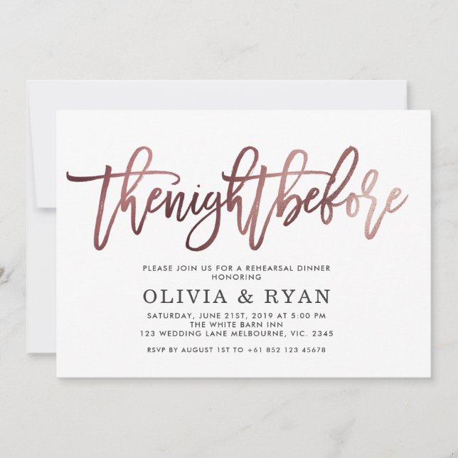 Invitation Rose or noir la nuit avant l'invitation (Devant)