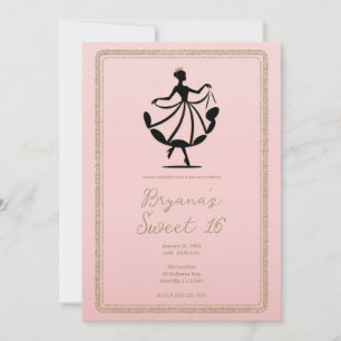 Invitation Rose Or Noir Valse Danse Princesse Fête