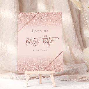 Invitation Rose or parties scintillant typographie blush rose