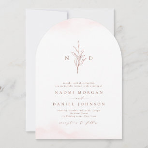 Invitation Rose or simple botanique monogramme rustique maria
