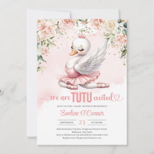 Invitation Rose or swan tutu ballerine robe florale
