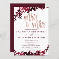 Rose or typographie Floral rouge lesbienne mariage