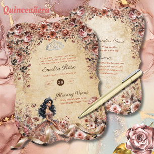 Invitation Rose or Vintage Quinceanera robe Floral Rose