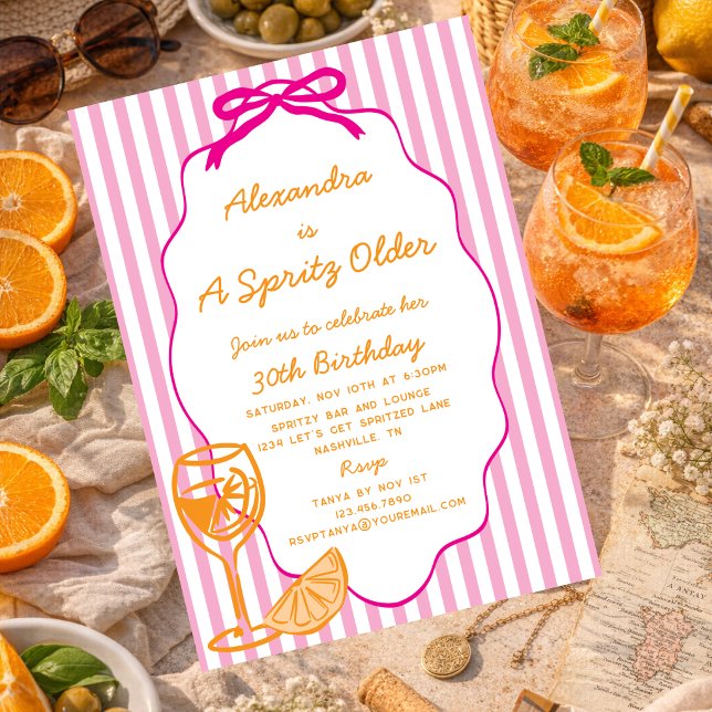Invitation Rose Orange A Spritz Vieux Spritz Aperol Anniversa (Créateur téléchargé)