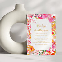 Rose Orange Aquarelle Fleurs Script Mariage chic