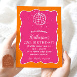 Invitation Rose Orange Illustré Disco Ball Adulte Anniversair<br><div class="desc">Pink Orange Illustré Disco Ball N'Importe Quel Âge Anniversaire Invitation</div>