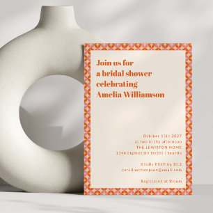 Invitation Rose Orange Mid Century Moderne Fête des mariées C