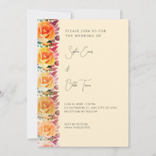Invitation Rose orange moderne Mariage jaune
