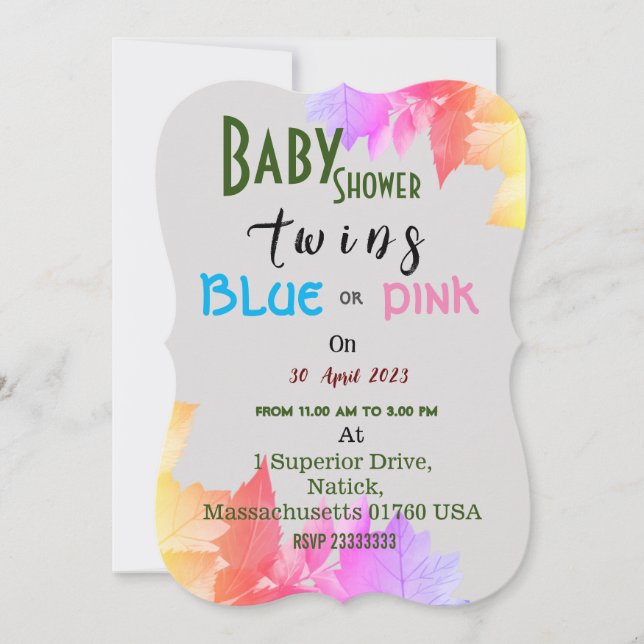 invitation rose ou bleue (Devant)