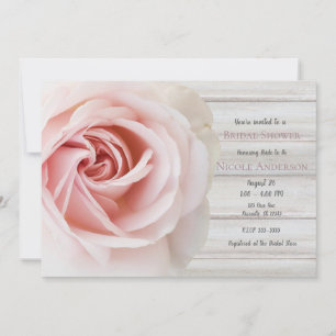 Invitation Rose Pâle & Bois Blanc Mariage Champêtre Shower de