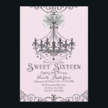 Invitation Rose Pâle Clair Argenté Blanc Ruban Douce Seize Sw<br><div class="desc">Personnaliser pour tout évènement</div>