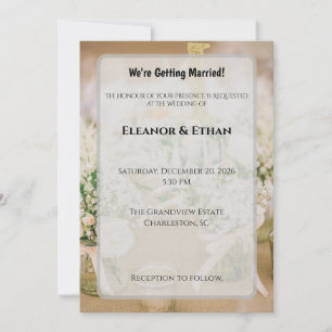 Invitation Rose Pâle et Or Pailleté Élégant Mariage Rustique