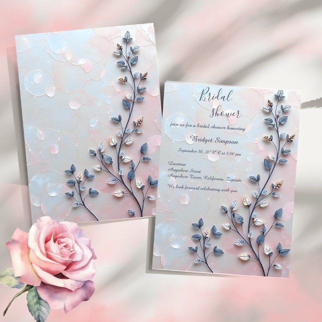 Invitation rose pâle et tonalité perle mariage de la branche (Créateur téléchargé)