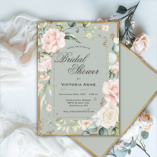 Invitation Rose Pâle Floral Aquarelle Jolie Fête de Mariage