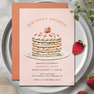 Invitation Rose pâle   Jolie fille Anniversaire Brunch