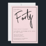 Invitation Rose Pâle Minimaliste 40ème Quarantième Anniversai<br><div class="desc">Invitation d'anniversaire 40 ans moderne en rose pâle avec typographie noire.  Articles assortis et gamme de fête également disponibles.  Veuillez utiliser le bouton 'm'envoyer un message' ci-dessous pour obtenir de l'aide pour une personnalisation supplémentaire et des demandes spéciales.  © Zoe Chapman Design</div>