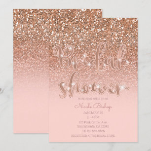 Invitation Rose Pâle Moderne Paillettes Glamour Baby Shower M