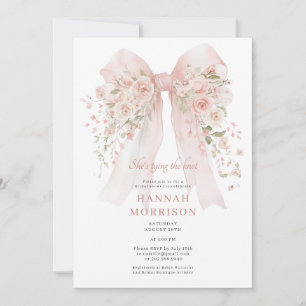 Invitation Rose Pâle Nœud Elle Attache le Nœud Réception de M