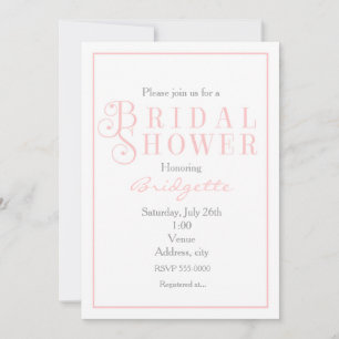 Invitation rose pâle pour une douche de mariage