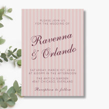 Rose Pâle Rétro Rayures Bourgogne Vin Mariage