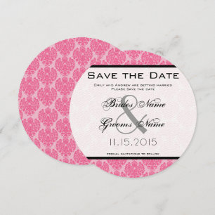 Invitation Rose Pâle Rose Chaud Damask Mariage Enregistrer la