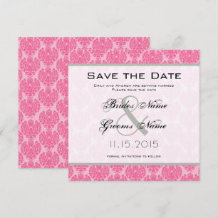 Invitation Rose Pâle Rose Chaud Damask Mariage Enregistrer la