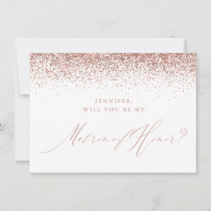 Invitation Rose Parties scintillant d'or Script blanc de la c