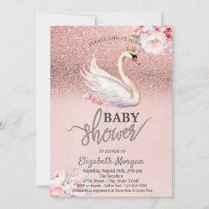 Invitation Rose Parties scintillant or Bokeh, Baby shower de 