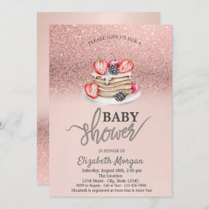 Invitation Rose Parties scintillant or Bokeh, Baby shower de