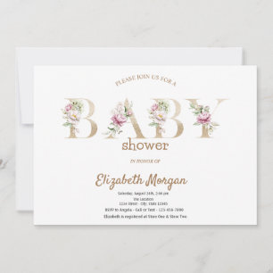 Invitation Rose Parties scintillant or Bokeh Baby shower Flor