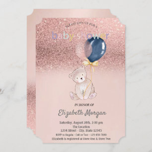 Invitation Rose Parties scintillant or Bokeh, Baby shower Our