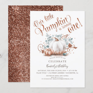 Invitation Rose Parties scintillant or Citrouille automne 1er