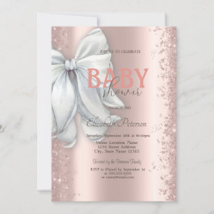 Invitation Rose Parties scintillant or Confetti Baby shower b