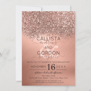 Invitation Rose Parties scintillant or Confetti Fiançailles m