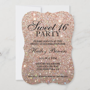 Invitation - Rose Parties scintillant or Fab Sweet