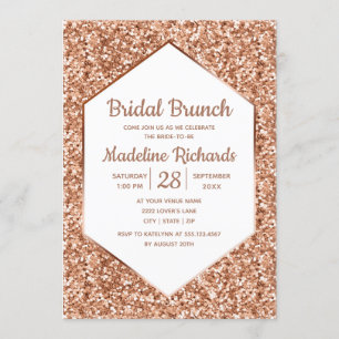 Invitation Rose Parties scintillant or Glam Bridal Brunch Inv