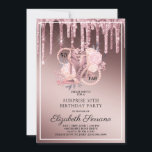 Invitation Rose Parties scintillant or perches 50e anniversai<br><div class="desc">Un élégant 50 et fab 50ème anniversaire surprise invitation dans un or rose brillant métallique sombre avec gouttes de parties scintillant et typographie de nom de script avec or rose et parties scintillant haute chaussures de danse talonnés, flores et une chaîne de perles intégrées dans le design et le type....</div>