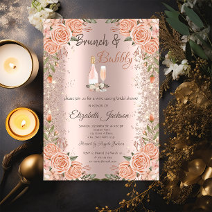 Invitation Rose Parties scintillant or Poussière Brunch Rose