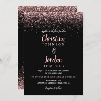Invitation Rose Parties scintillant or Sparkle Wedding Invita